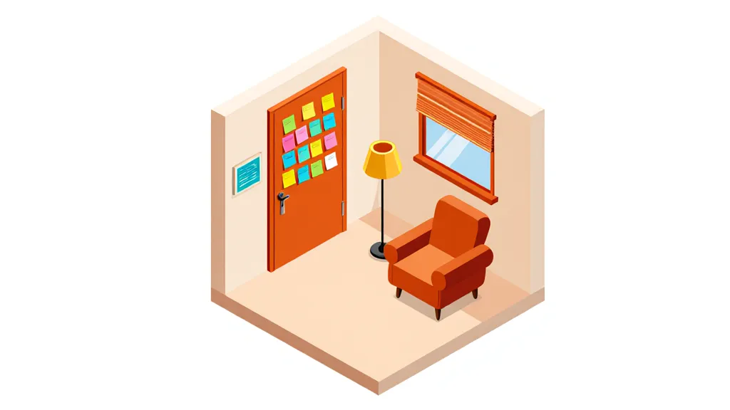 Wohnzimmer mit bunten Post-its an Möbeln – Post-it-Immersion